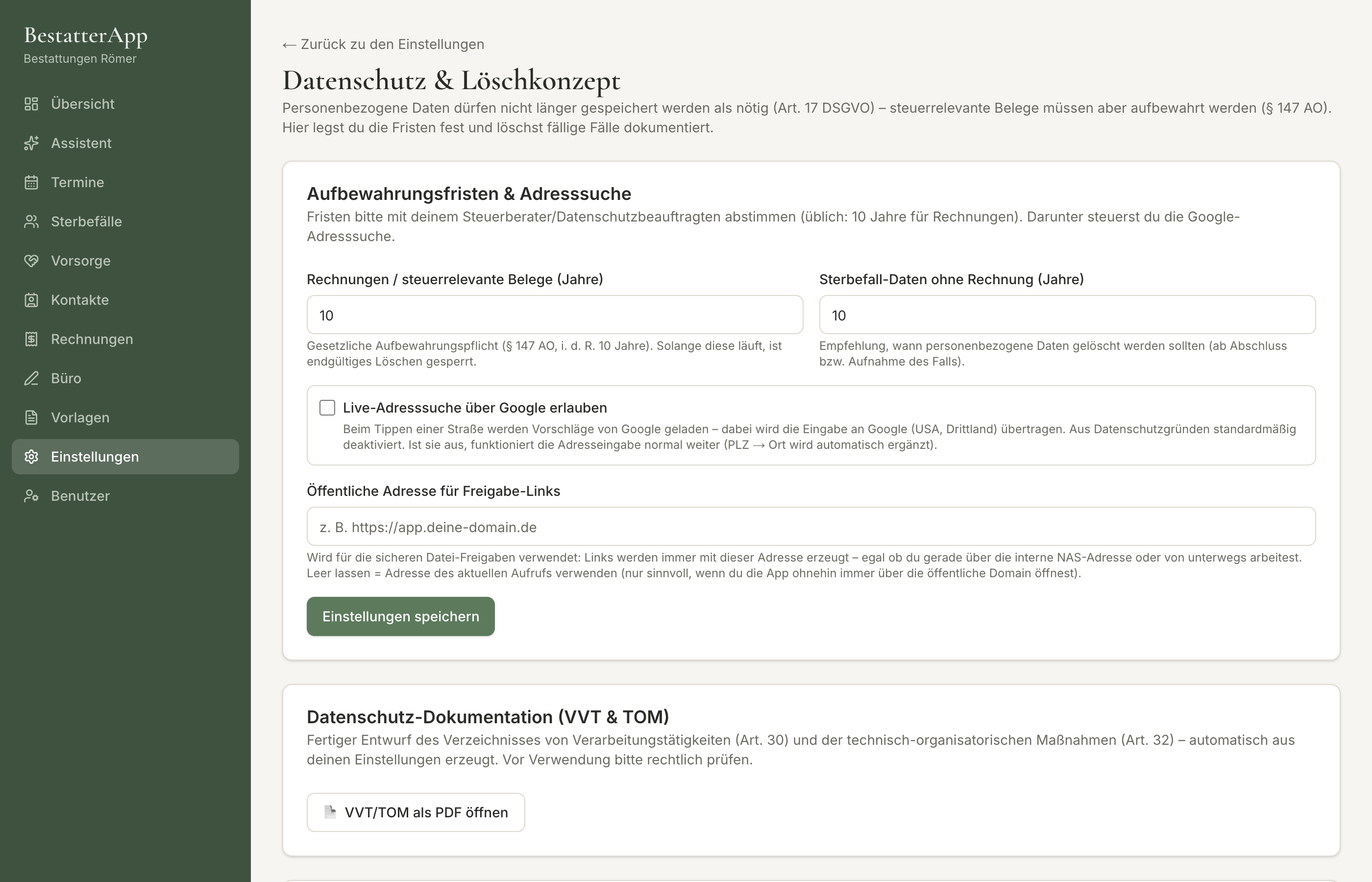 Datenschutz und Löschkonzept mit Aufbewahrungsfristen